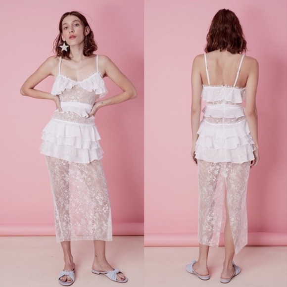 For love & Lemons Cosmic Lace Ruffles stars dress